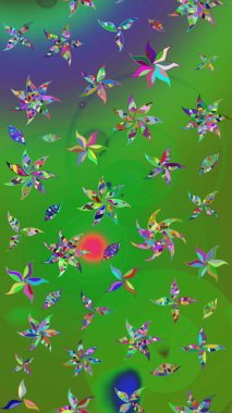 Renkli çiçekler. Çizim çiçek deseni duvar kâğıdı olarak kullanılabilir. Raster illüstrasyonu.