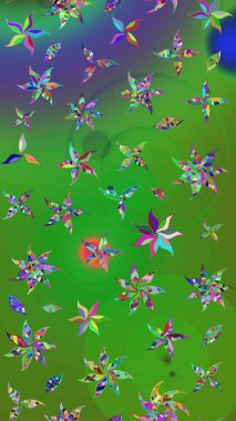 Raster illüstrasyonu. Küçük çiçekli basit bir çiçek çizimi. Renkli şirin çiçekler. Moda baskısı, albüm, ambalaj kağıdı, duvar kağıdı için zarif dekoratif süslemeler..