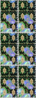 Çiçek deseni. Duvar kâğıdı barok, İspanyol kumaşı. Şık bir grafik desen. Kahverengi ve bej renklerde altın elementler. Kusursuz raster arkaplanı.