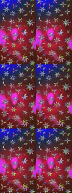 Raster illüstrasyonundaki çiçek desenli çizim. Kırmızı ve kahverengi renkte çiçekler.