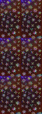 Raster illüstrasyonu. Kahverengi ve mor renklerde. 3D çiçekler, çizim.