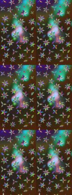 Çiçek desenli eskiz. Gömlek baskısı için çiçek boyası. Kahverengi ve yeşil renkte çiçekler.