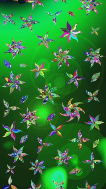 Hediye ambalaj kağıdı, tebrik kartları, posterler ve pankart tasarımı. Renkli çiçekler. Raster düz çiçek çizim deseni.