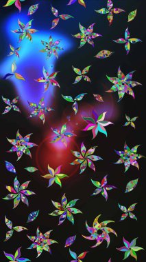 Raster düz çiçek çizim deseni. Renkli çiçekler. Tasarım hediye paketi, tebrik kartları, posterler ve afiş tasarımı.