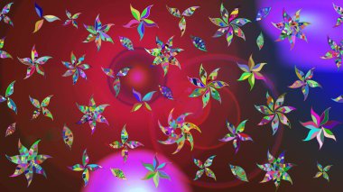 Motley illüstrasyonu. Küçük çiçekte güzel bir desen. Robot resim. Küçük renkli çiçekler. Moda baskıları için zarif bir şablon. Çiçekli bahar çiçekleri.