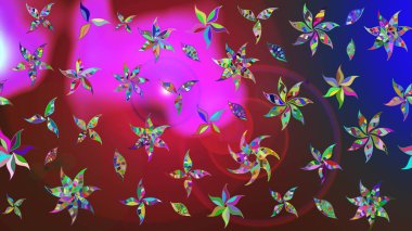 Raster illüstrasyonu. Küçük çiçekteki sevimli çiçek deseni. Kırmızı ve kahverengi renkte çiçekler.