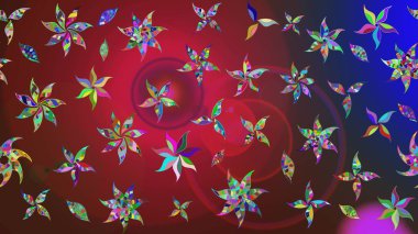 Çiçekli çiçek deseni, suluboya. Kırmızı ve kahverengi renkte çiçekler. Renkli bahar temalı eskiz kalıbı. Düz Çiçek Elementleri Tasarım Raster illüstrasyonu.