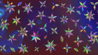 Raster illüstrasyonu. Mor ve mor renklere karalamalar çizilmiş çiçek deseni.