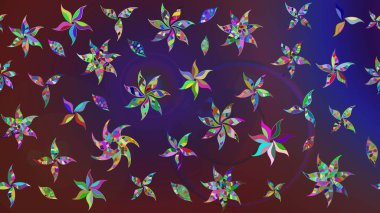 Kumaş desenli papatya çiçeği detayı. Mor ve mor renkte çiçekler.