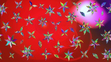 Çiçekli karalama şeklinde Raster çiçek deseni. Nazik, narin çiçek arkaplanı. Kırmızı ve mor renkte çiçekler.