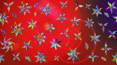 Kırmızı ve kahverengi renkte çiçekler. Renkli bahar temalı eskiz kalıbı. Çiçekli çiçek deseni, suluboya. Düz Çiçek Elementleri Tasarım Raster illüstrasyonu.