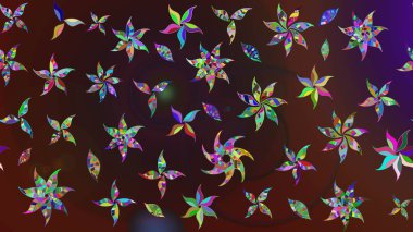 Küçük çiçekteki sevimli çiçek deseni. Kahverengi ve mor renkte çiçekler.