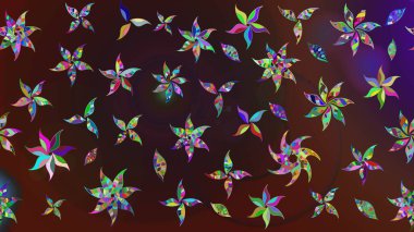 Renkli Bahar Teması eskiz kalıbı. Kahverengi ve mor renkte zarif çiçekli suluboya. Düz Çiçek Elementleri Tasarımı. Raster illüstrasyonu.