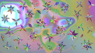 Tarafsız ve mavi renkte çiçekler. Gömlek, arka plan modelini çiz. Tropik çiçekler.