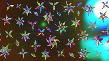 Yumuşak, bahar çiçekleri kahverengi ve gri renklerde. Patlayan çiçekler soyut olarak yerleştirilmiş. Raster illüstrasyonu. Raster deseni.