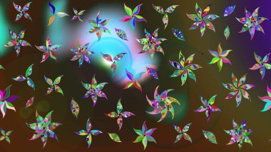 Suluboya çizim kalıbı. Çiçek izi. Çiçekler suluboya tarzında kahverengi ve yeşil renklerde.