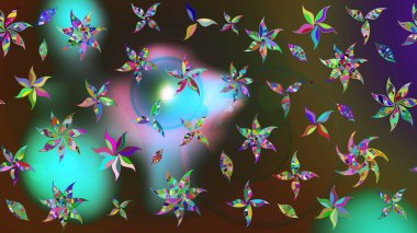 Suluboya çiçekli çiçek deseni. Yeşil ve kahverengi renkli güzel tekstil. Raster illüstrasyonu.