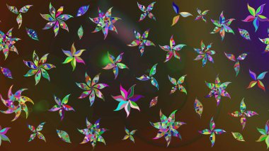 Bir sürü kahverengi ve gri soyut çiçekli tropik eskiz deseni. Varisolokahverengi ve gri raster çizimi. Küçük çiçekte sevimli çiçek deseni var..