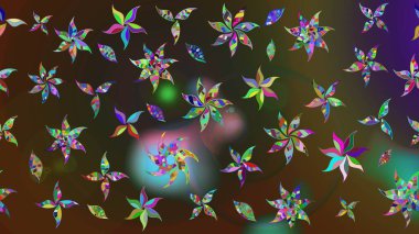 Kahverengi ve gri renkli çiçekler. Raster illüstrasyonundaki çiçek desenli çizim. Düz Çiçek Elementleri Tasarımı. Renkli Bahar Teması çizim şablonu.