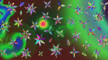 Raster illüstrasyonu. Eski usul. Kumaş, tekstil, duvar kağıdı baskısı için. Raster. Tomurcukları çiçek olan sevimli bir çiçek deseni. Taslak arkaplan.