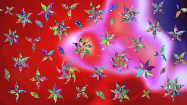 Kırmızı ve pembe renklerde. Renkli süs kenarı. Çizim kalıbı. Hint süsü. Çiçek duvar kağıdı. Raster illüstrasyonu.