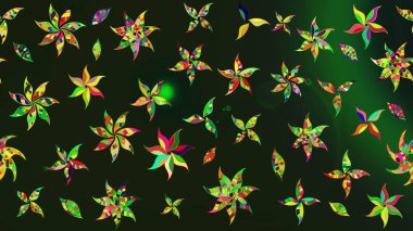 Çiçek ve yapraklı karalama şeklinde Raster çiçek deseni. Nazikçe, rengarenk bahar çiçekleri. Raster illüstrasyonu.