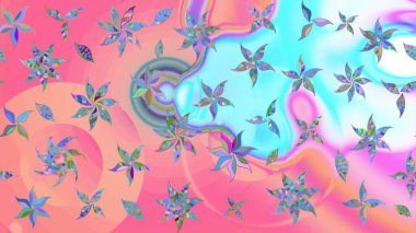 El çizimi Raster çizimi. Çizim çiçek deseni duvar kağıdı, web sitesi arka planı, ambalaj kağıdı, davetiye, broşür, afiş veya web sitesi için kullanılabilir. Parlak elementlerin.