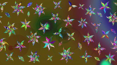 Suluboya tarzında renkler üzerine çiçekler. Raster illüstrasyonunda çiçek deseni çizimi.