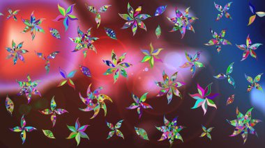 Suluboya tarzında kahverengi ve mavi renkler. Raster illüstrasyonu. Küçük çiçekli bahar deseni çiz.