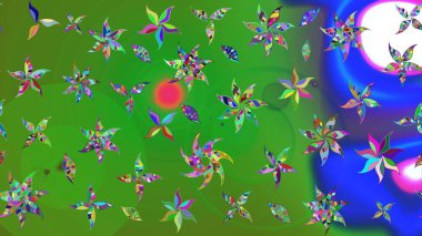 Raster. Raster illüstrasyonu. Tomurcukları çiçek olan sevimli bir çiçek deseni. Kumaş, tekstil, duvar kağıdı baskısı için. Eskiz geçmişi. Antika retro tarzı.