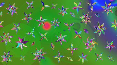 Renkli çiçekler. Raster illüstrasyonunda çiçek deseni çizimi.