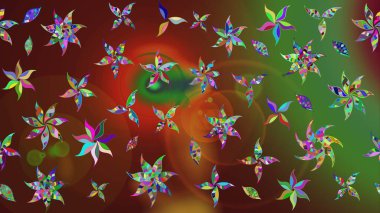 Düz Çiçek Elementleri Tasarımı. Renkli Yaz Temalı eskiz kalıbı. Raster illüstrasyonundaki çiçek desenli çizim. Renkli çiçekler.