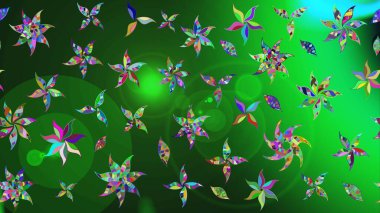 Renkli Yaz Temalı eskiz kalıbı. Düz Çiçek Elementleri Tasarımı. Renkli çiçekler. Sevimli çiçek raster deseni.