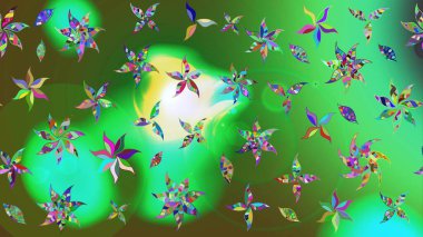 Retro tekstil tasarım koleksiyonu. Açık. El çizimi çiçek unsurları olan soyut çizim raster deseni. 1950-1960 motifleri. Çiçekli ipek eşarp..