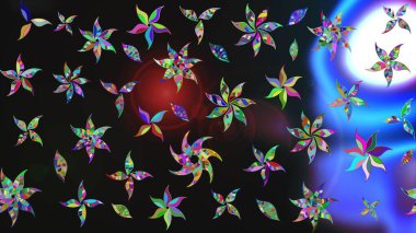 Çizim çiçek deseni duvar kâğıdı olarak kullanılabilir. Raster illüstrasyonu. Renkli çiçekler.