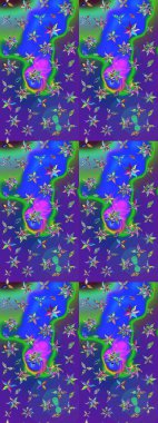 Mavi ve mor renkli çiçekler. Çiçekli eskiz çizimi. Renkli Yaz Temalı eskiz kalıbı. Düz Çiçek Elementleri Tasarımı.