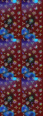 Raster illüstrasyonu. Çiçekli çiçek deseni, suluboya. Düz Çiçek Elementleri Tasarımı. Kırmızı ve kahverengi renkte çiçekler. Renkli Bahar Teması çizim şablonu.