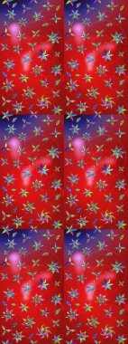 Renkli Bahar Teması eskiz kalıbı. Düz Çiçek Elementleri Tasarımı. Çiçek desenli eskiz, yaz çiçekleri. Kırmızı ve mor renkte çiçekler.