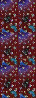 Çiçekli karalama şeklinde Raster çiçek deseni. Yumuşak, bahar çiçekli arka plan. Kırmızı ve kahverengi renkte çiçekler.