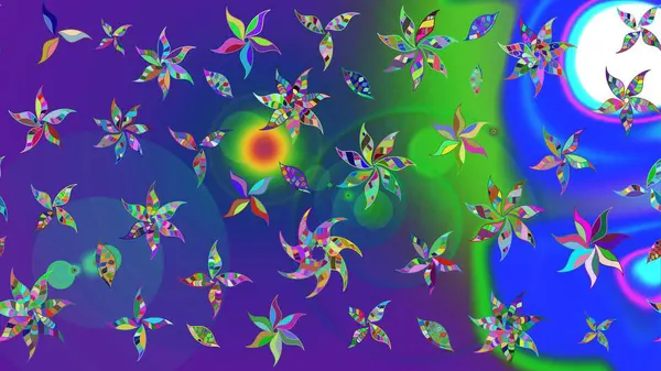 Çiçek izi. Mavi ve mor renkli çiçekler suluboya tarzında. Suluboya çizim deseni.