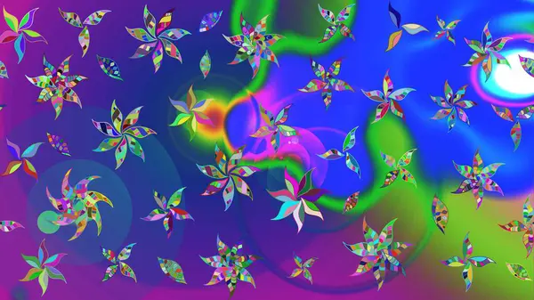 Şatafatlı bahar bahçesi dokusu. Çiçek deseni. Raster illüstrasyonu. Mavi ve mor renkli çiçek çizimi. Mavi ve mor renkte çiçekler.