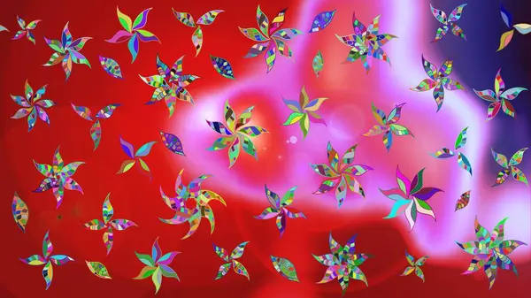 Kırmızı ve pembe renklerde. Renkli süs kenarı. Çizim kalıbı. Hint süsü. Çiçek duvar kağıdı. Raster illüstrasyonu.