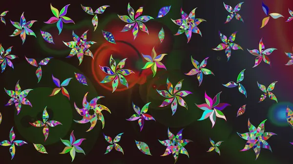 Raster illüstrasyonundaki çiçek desenli çizim. Suluboya tarzında renkler üzerine çiçekler.