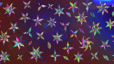 Raster illüstrasyonundaki çiçek desenli çizim. Mor ve mor renkte çiçekler.