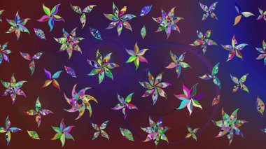 Kumaş desenli papatya çiçeği detayı. Mor ve mor renkte çiçekler.