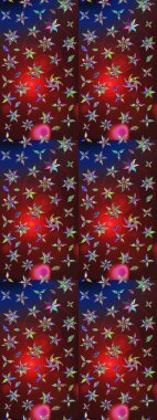 Düz Çiçek Elementleri Tasarımı. Raster illüstrasyonundaki çiçek desenli çizim. Renkli Bahar Teması eskiz kalıbı. Süslü kumaş deseni.