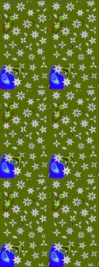 Hediye ambalaj kağıdı, tebrik kartları, posterler ve pankart tasarımı. Yeşil ve nötr renklerde çiçekler. Raster düz çiçek çizim deseni.