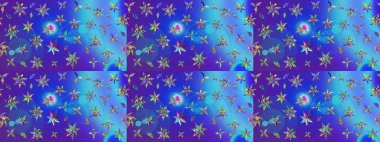 Klasik çiçekler. El çizimi, soyut ve süslü elementler. Yaz çiçekleri teması. Mavi ve mor renkler. Suluboya resim taklit Raster illüstrasyonu.