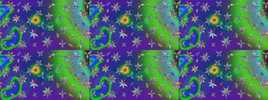 Halk tarzı. Modern çiçek arkaplanı. Moda baskıları için zarif bir şablon. Parlak renkli çiçekleri ve yeşil ve mavi renkte yaprakları olan muhteşem bir çiçek deseni..