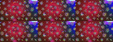 El çizimi çiçekli soyut çizim kalıbı. Kırmızı ve kahverengi renkte çiçekler. Raster illüstrasyonu.